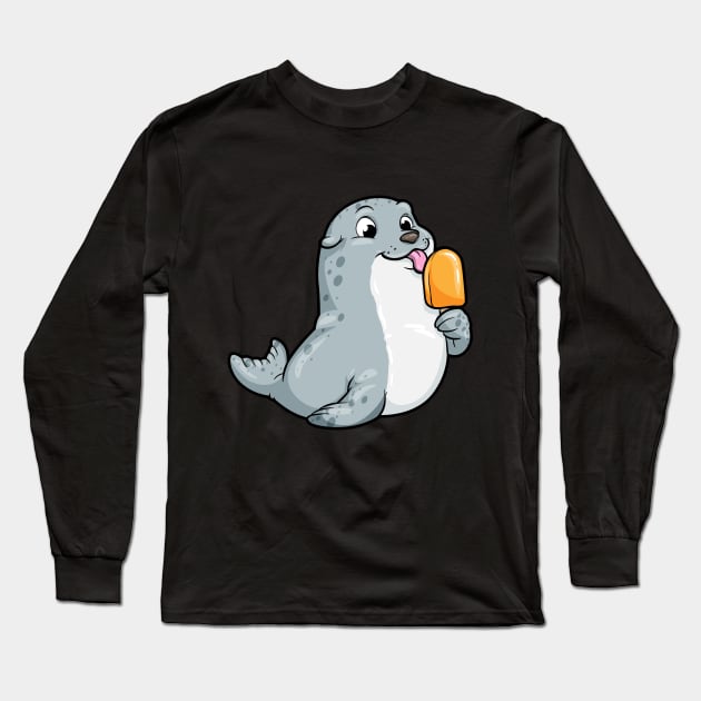 Seal with Popsicles Long Sleeve T-Shirt by Markus Schnabel